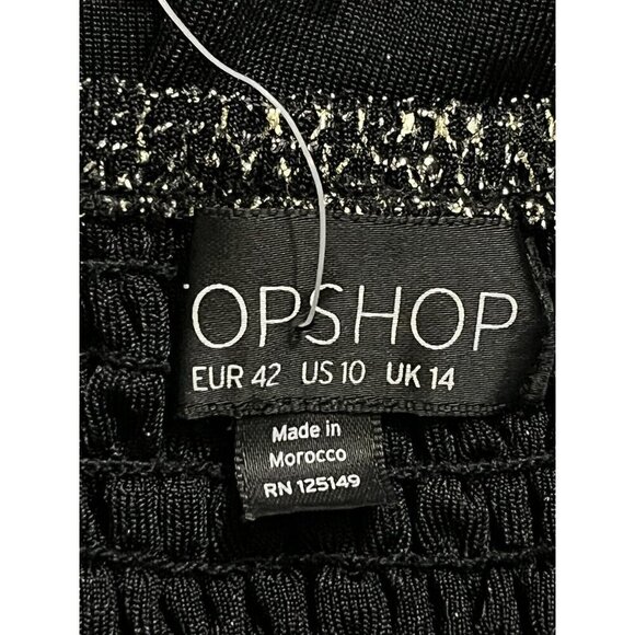 Topshop Women's Smocked Off The Shoulder Dress Size 10 US fits like 10-12 - Picture 4 of 9